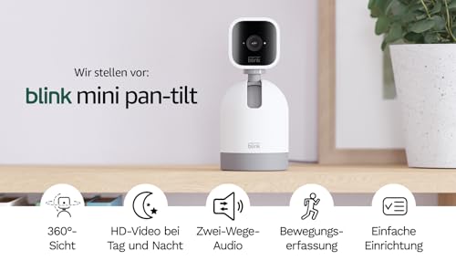 Blink Mini Pan-Tilt Camera | Bewegliche Plug-in-Überwachungskamera für den Innenbereich, Zwei-Wege-Audio, HD-Video, Bewegungserfassung, Funktioniert mit Alexa (weiß)