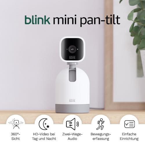 Blink Mini Pan-Tilt Camera | Bewegliche Plug-in-Überwachungskamera für den Innenbereich, Zwei-Wege-Audio, HD-Video, Bewegungserfassung, Funktioniert mit Alexa (weiß)