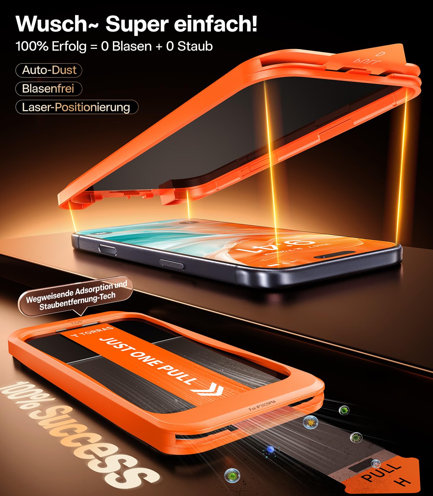 TORRAS für iPhone 17 Pro Max für Panzerglas Sichtschutz [Full Screen] Privacy Schutzfolie für iPhone 17 Pro Max Dauerhaft 9H+ Schutzglas, 0 Blasen Einbaurahmen [TOP 9H+ Bruchsicheres], 2 Stück